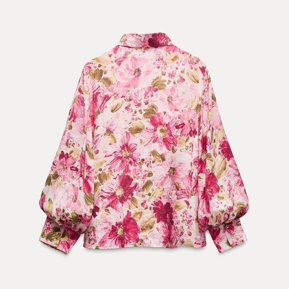 ZARA FLORAL PRINT BLOUSE - Picture 4 of 5